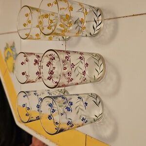 Set of Floral Patterned Juice Glasses